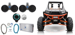 Pair Rockville Dual 8" Speakers+Amp+Bluetooth Control For Polaris RZR/ATV/UTV
