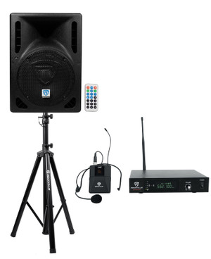 Rockville RPG8BT 8" Powered 400W PA Speaker w/Bluetooth + Headset Microphone
