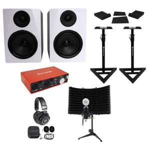 Focusrite Package w/Interface+Pair 6.5" Monitors+Studio Mic+Headphones+Stands