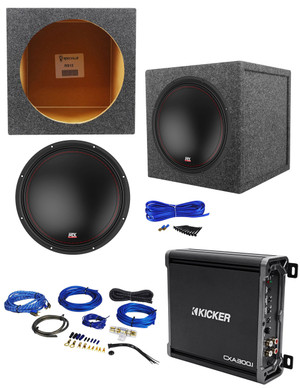 MTX 3512-02 12" 500w Subwoofer+Sealed Sub Box Enclosure+Kicker Amplifier+Amp Kit