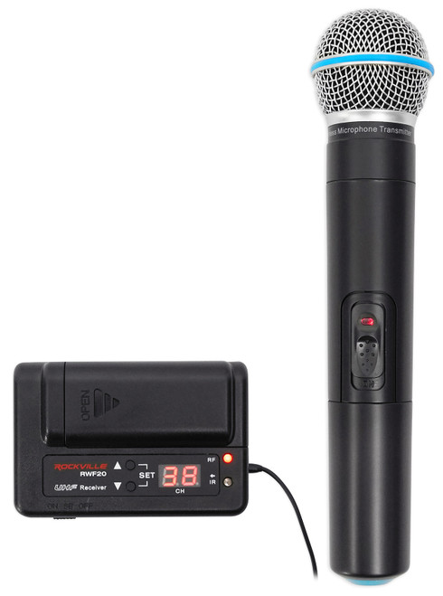 Rockville RWF20 Handheld UHF Wireless Microphone Mic For Church Sound Systems