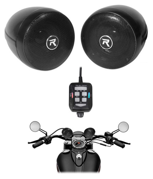 Rockville Motorcycle Bluetooth Audio System Handlebar Speakers For Honda Rebel