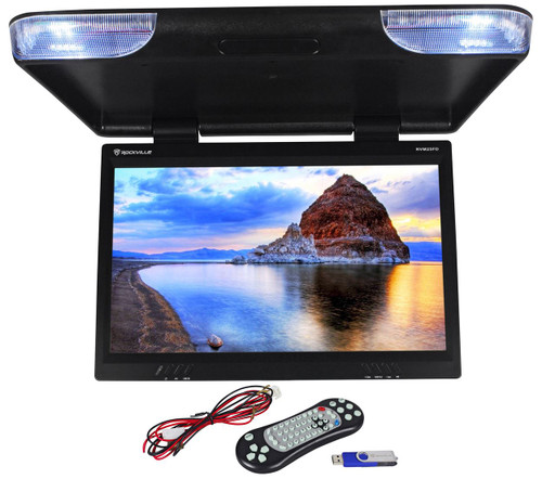 Rockville RVM25FD-BK 25" TFT Black Flip Down Car Monitor w/ USB/SD/Video Games