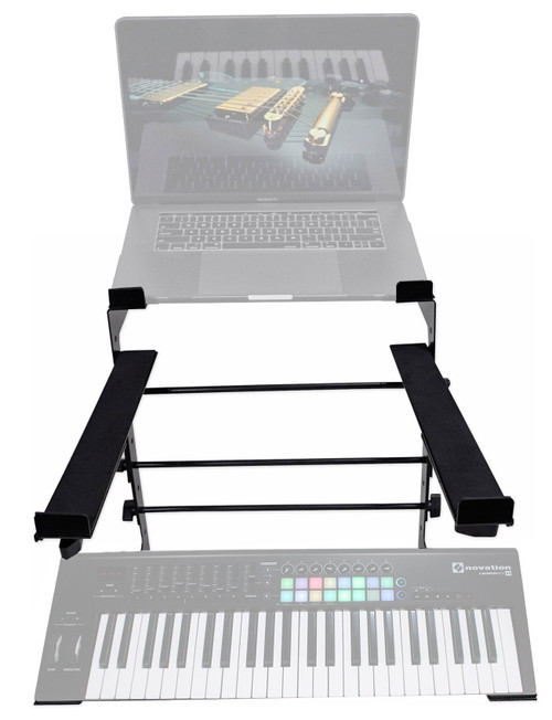 Rockville Dual Shelf Laptop+Controller Stand for Novation LAUNCHKEY 49 Keyboard
