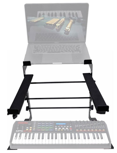 Rockville Dual Shelf Laptop+Controller Stand for Akai MPK249 Keyboard