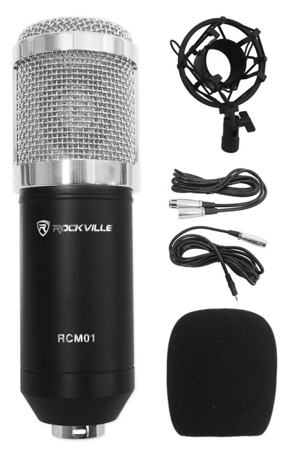 Rockville RCM01 Pro Studio Recording Condenser Microphone Mic+Metal Shock Mount