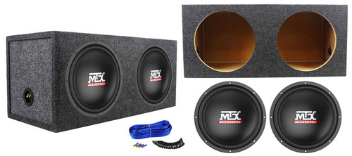 2) MTX Terminator TN12-04 12” 800w Car Audio Subwoofers+Sealed Sub Box Enclosure