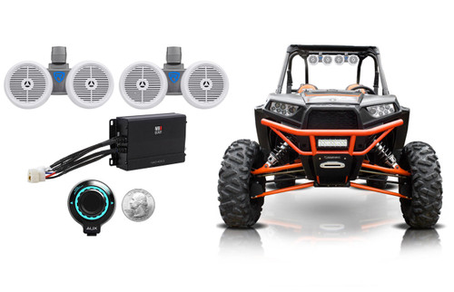 Pair Rockville Dual 6.5" Speakers+Amp+Control for Polaris RZR/Jeep/ATV/UTV/Cart