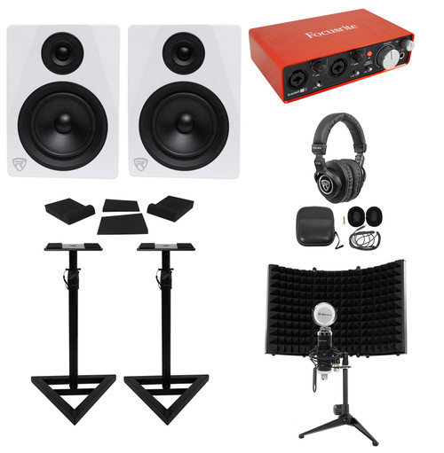 Focusrite Package : Interface+2) Monitors+Recording Mic+Headphones+Stands