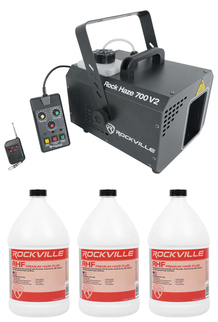 Rockville ROCKHAZE 700 CFM DMX Water Based DJ/Club Haze Machine+(3) Gal Fluid