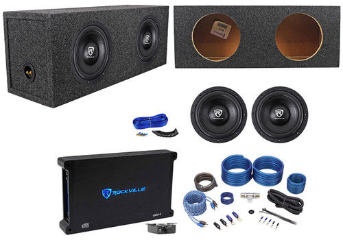 (2) Rockville W10K6D2 V2 10" 4000w Subwoofers+Sealed Box+Mono Amplifier+Amp Kit