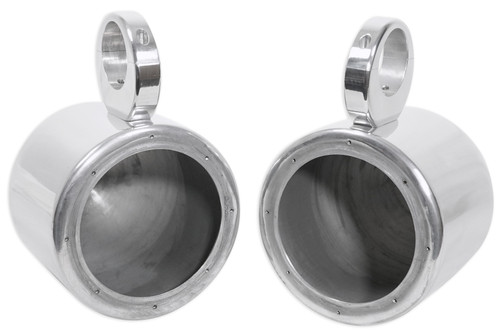 Pair Rockville MAC65S 6.5" Polished Silver Aluminum Wakeboard Tower Speaker Enclosures