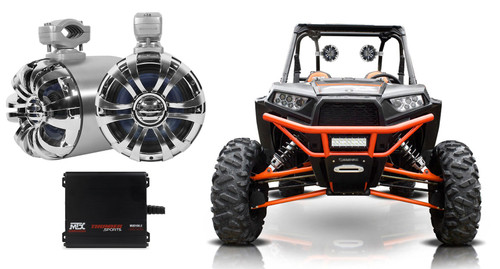 (2) Rockville WB65 6.5" 600w Swivel Tower Speakers+MTX Amp For RZR/ATV/UTV/Cart