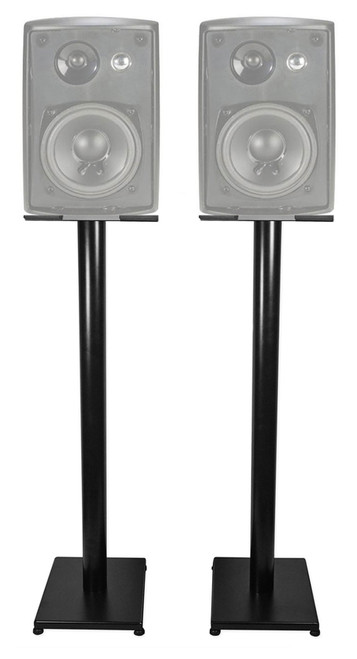 Black 37‚Äù Steel Bookshelf Speaker Stands For Dual LU43PB Bookshelf Speakers