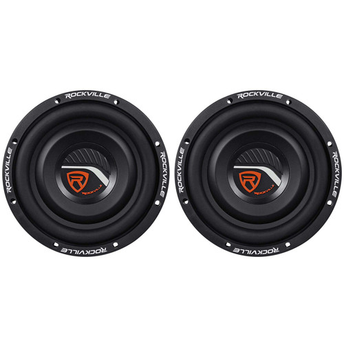 (2) Rockville W8T4-S2 8 Inch Shallow Mount 2000w Car Subwoofers 2 Ohm Subs