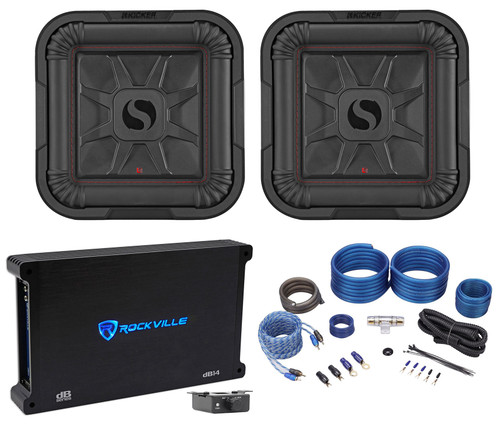 2 KICKER 46L7T102 10" 1000w L7T Subwoofers Solo-Baric Sub+Mono Amplifier+Amp Kit