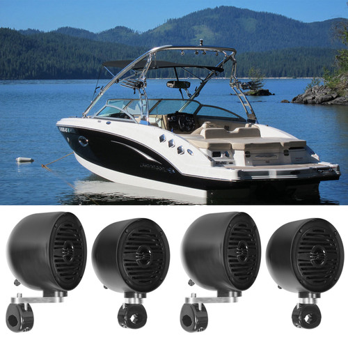 (4) Rockville MS40B 4" 200 Watt Marine Wakeboard Tower Boat Speakers