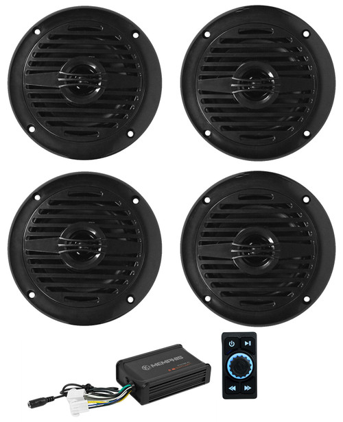 (4) Rockville MS40B 4" 200w Speakers+Memphis Amp+Bluetooth CTRL For ATV/UTV/Cart