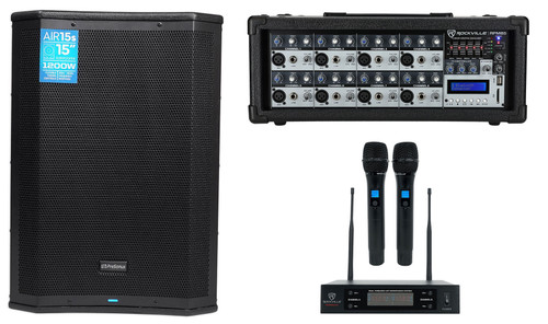 PRESONUS AIR15s 15" 1200w Powered Subwoofer w/ DSP+8-Channel Mixer+Wireless Mics