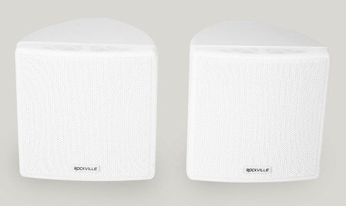 Cube by Rockville Pair of White Home Theater Wall Speakers+