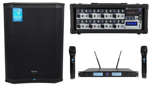 PRESONUS AIR18s 18" 1200w Powered Subwoofer w/ DSP+8-Channel Mixer+Wireless Mics