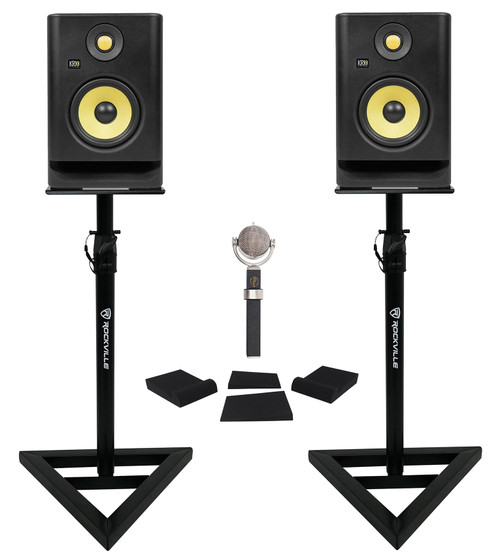Blue Dragonfly Condenser Recording Microphone+(2) KRK RP5G4 Monitors+Stands+Pads