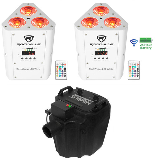 Chauvet DJ Nimbus Plug/Play Dry Ice Fog Machine+2) Wireless DMX White Par Lights