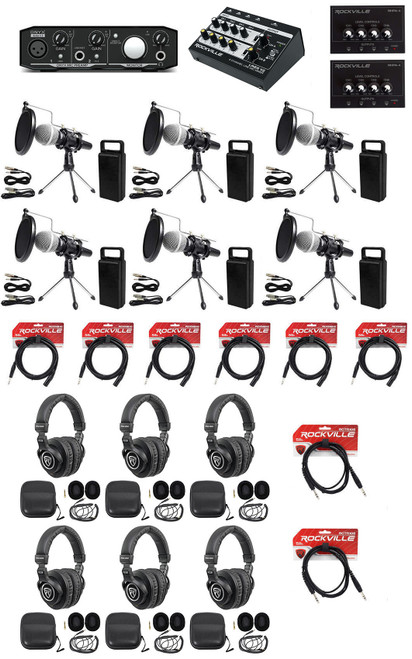 Mackie 6-Person Podcast Podcasting Recording Kit w/Mics+Stands+Headphones