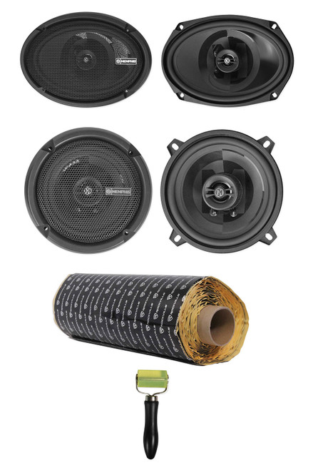 2) Memphis Audio PRX6902 6x9"+5.25" Car Audio Coaxial Speakers+Rockmat Sound Kit