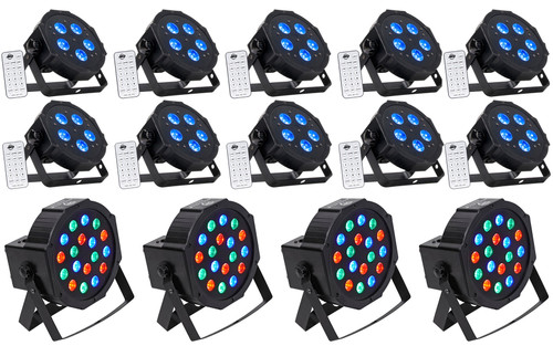 (10) American DJ ADJ MEGA HEX PAR Can RGBWA+UV Slim LED Wash Lights+(4) RockPars