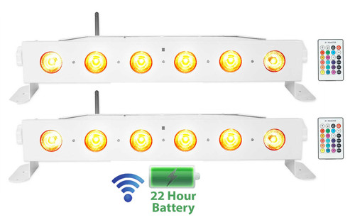 (2) Rockville BEST STRIP 60 White Rechargeable Wash Light Bars w/Wireless DMX