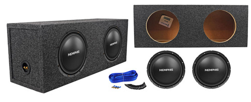 (2) Memphis Audio SRX1044 10" 800w SRX Car Subwoofers+Sealed Sub Box Enclosure