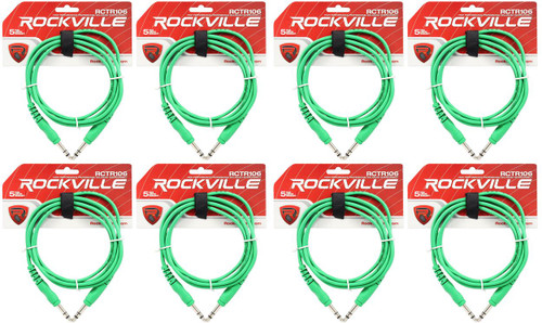 8 Rockville RCTR106G Green 6' 1/4'' TRS to 1/4'' TRS  Cable 100% Copper