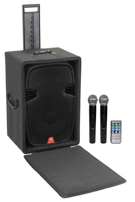 Rockville RAM15BT 15" Rechargable Powered Bluetooth 800W PA Speaker+Rolling Case