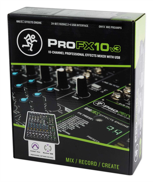 Mackie ProFX10v3 10-Channel Professional Effects Mixer w/USB+(3) Mics  ProFX10 v3