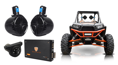 (2) Rockville 8" Tower Speakers+4-Ch. Amp+Bluetooth Contoller For RZR /ATV/UTV