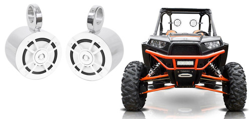 Pair Kenwood KFC-1633MRW 200w 6.5" Chrome Tower Speakers For RZR/ATV/UTV/Cart