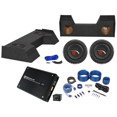 (2) 10" 2-Ohm Subwoofers+Amplifier+Sub Box+Wire Kit For 2019 Dodge Ram Crew Cab