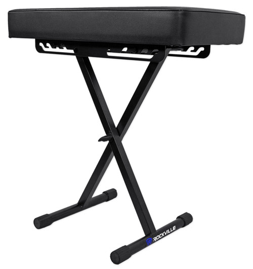 Rockville RKB61 Extra Thick Padded Foldable Keyboard Bench with Quick-Release