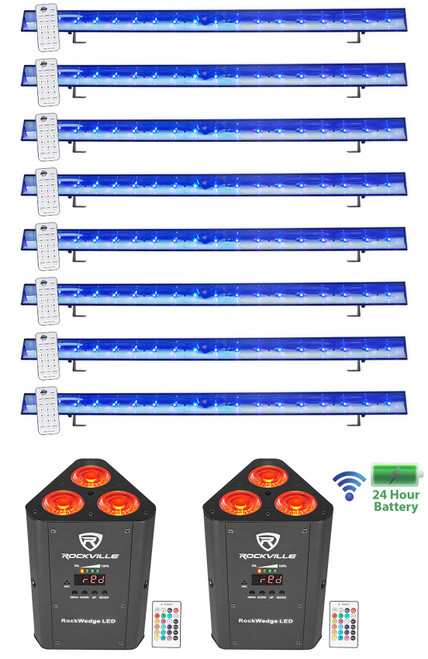 8 American DJ ADJ ECO UV BAR PLUS IR Blacklight Bars+Wireless DMX Battery Lights