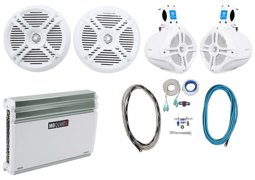 2) Rockville RWB65W 6.5" 250w Marine Wakeboards+Speakers+4-Ch. Amplifier+Amp Kit