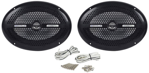 Pair Rockville RMS69B Black 6x9 Marine Speakers Neodymium Magnet 800 Watts!