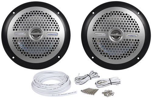 Pair Rockville RMS65S 6.5" 600w Marine Boat Speakers + 50' Marine Speaker Wire