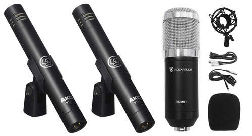 2) AKG P170 Studio Pencil Microphones Instrument Drum
