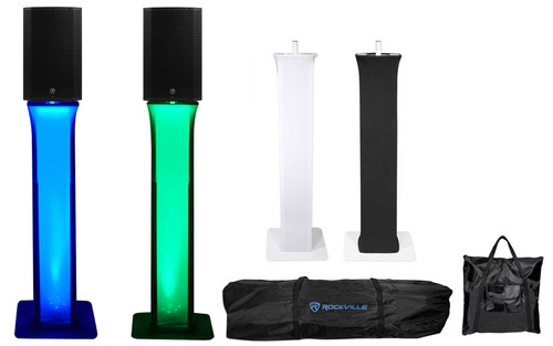 (2) Mackie Thump15BST 15" 1300 Watt Powered DJ Speakers+Totem Style Stands