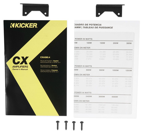 KICKER 46CXA3604 CXA360.4 360w RMS 4-Channel Car Audio Amplifier + Amp Kit