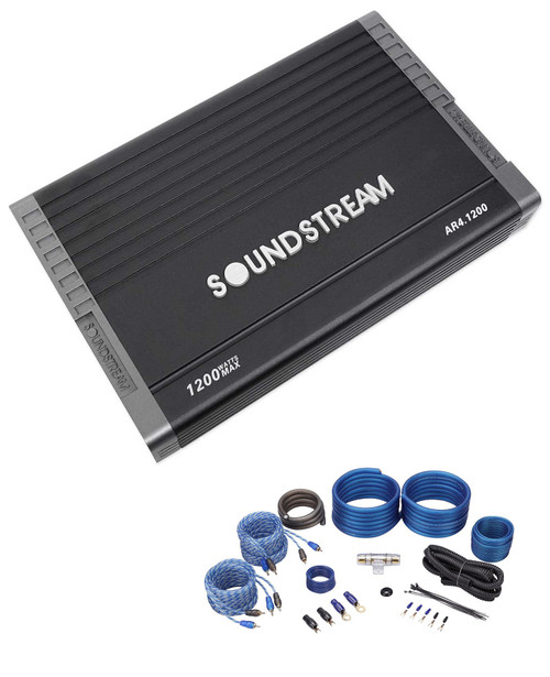 SOUNDSTREAM AR4.1200 Arachnid 1200 Watt 4-Channel Car Audio Amplifier+Amp Kit