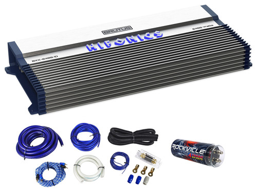 Hifonics BXX2400.1D 2400 Watt RMS Mono Car Amplifier Class D+Amp Kit+Capacitor