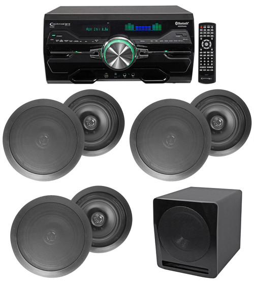 4000w Home Theater DVD Receiver w/Bluetooth+(5) Black 6.5"¬†Ceiling Speakers