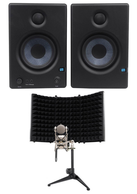 Blue Mouse Studio Condenser Recording Microphone+Presonus Monitors+Foam Shield